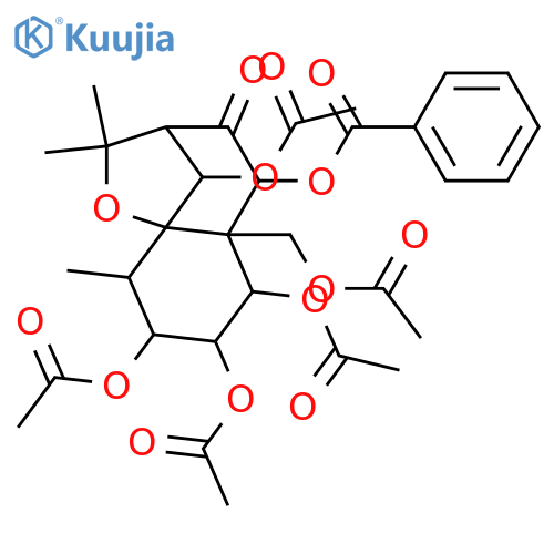 1,2,3,6,8,9,14-Heptahydroxydihydro-β-agarofuran; (1α,2α,3β,4α,6β,8α,9α)-form, 8-Ketone, 9-benzoyl, 1,2,3,6,14-penta-Ac structure