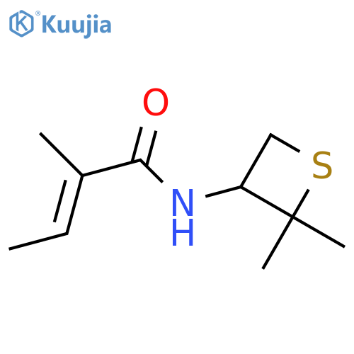 N-(2,2-dimethylthietan-3-yl)-2-methyl-but-2-enamide structure