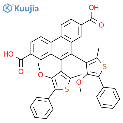 2,7-Phenanthrenedicarboxylic acid, 9,10-bis(4-methoxy-2-methyl-5-phenyl-3-thienyl)- structure