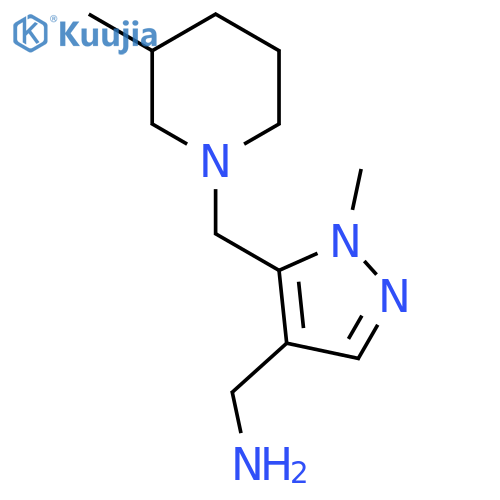 [1-Methyl-5-[(3-methylpiperidin-1-yl)methyl]pyrazol-4-yl]methanamine structure