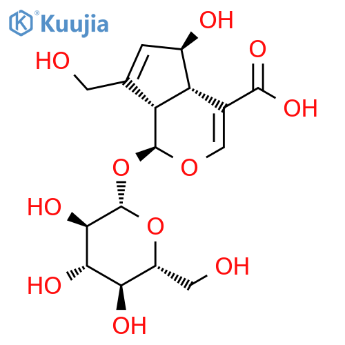 (1S,4aS,5R,7aS)-1-(beta-D-glucopyranosyloxy)-5-hydroxy-7-(hydroxymethyl)-1,4a,5,7a-tetrahydrocyclopenta[c]pyran-4-carboxylic acid structure