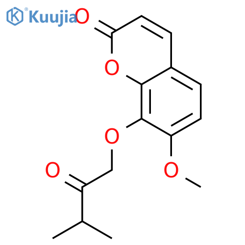 2H-1-Benzopyran-2-one, 7-methoxy-8-(3-methyl-2-oxobutoxy)- structure