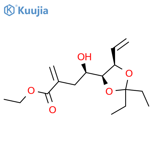 Ethyl (γR,4S,5R)-5-ethenyl-2,2-diethyl-γ-hydroxy-α-methylene-1,3-dioxolane-4-butanoate structure