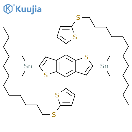 (4,8-Bis(5-(dodecylthio)thiophen-2-yl)benzo[1,2-b;4,5-b']dithiophene-2,6-diyl)bis(trimethylstannane) structure