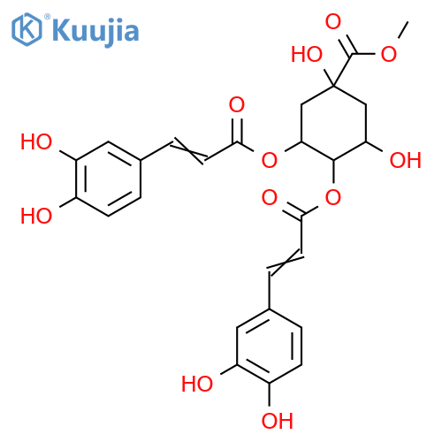 Methyl 3,4-bis[3-(3,4-dihydroxyphenyl)prop-2-enoyloxy]-1,5-dihydroxycyclohexane-1-carboxylate structure