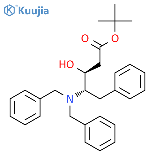 (3S,4S)-tert-butyl 4-(N,N-dibenzylamino)-3-hydroxy-5-phenylpentanoate structure