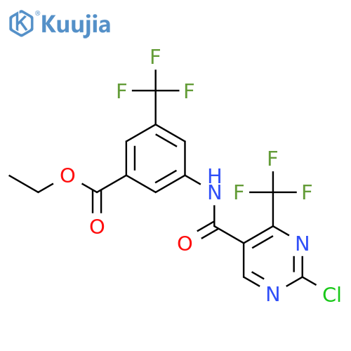 Benzoic acid, 3-[[[2-chloro-4-(trifluoromethyl)-5-pyrimidinyl]carbonyl]amino]-5-(trifluoromethyl)-, ethyl ester structure