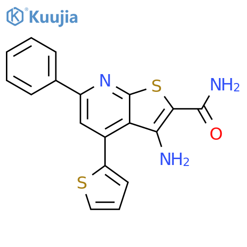 Thieno[2,3-b]pyridine-2-carboxamide, 3-amino-6-phenyl-4-(2-thienyl)- structure