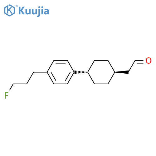Cyclohexaneacetaldehyde, 4-[4-(3-fluoropropyl)phenyl]-, trans- structure