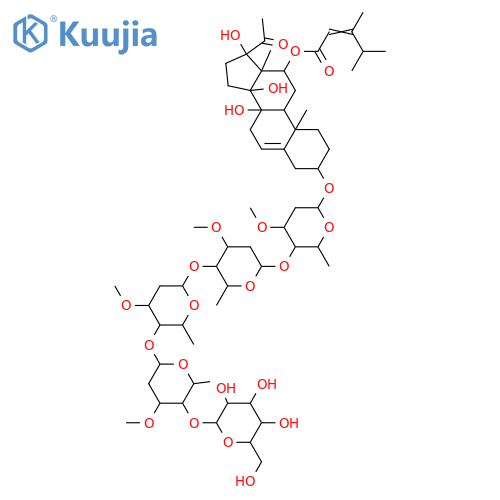 3,8,12,14,17-Pentahydroxypregn-5-en-20-one; (3β,12β,14β,17βOH)-form, 12-O-(3,4-Dimethyl-2E-pentenoyl), 3-O-[β-D-glucopyranosyl-(1→4)-α-L-cymaropyranosyl-(1→4)-β-D-oleandropyranosyl-(1→4)-β-D-cymaropyranosyl-(1→4)-β-D-cymaropyranoside] structure