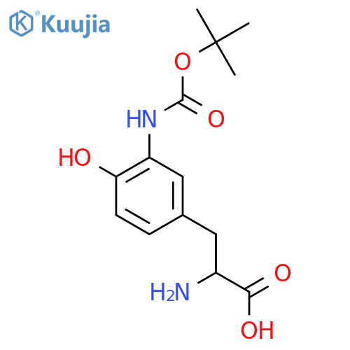 2-amino-3-(3-{(tert-butoxy)carbonylamino}-4-hydroxyphenyl)propanoic acid structure