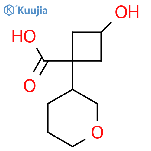 3-hydroxy-1-(oxan-3-yl)cyclobutane-1-carboxylic acid structure