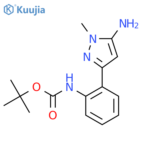 tert-butyl N-2-(5-amino-1-methyl-1H-pyrazol-3-yl)phenylcarbamate structure