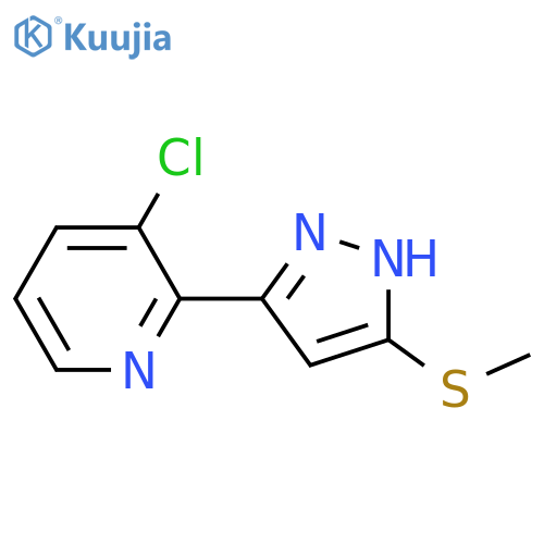Pyridine, 3-chloro-2-[5-(methylthio)-1H-pyrazol-3-yl]- structure