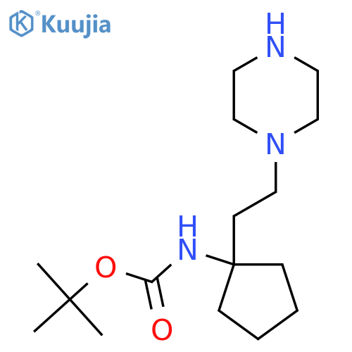 tert-butyl N-{1-2-(piperazin-1-yl)ethylcyclopentyl}carbamate structure