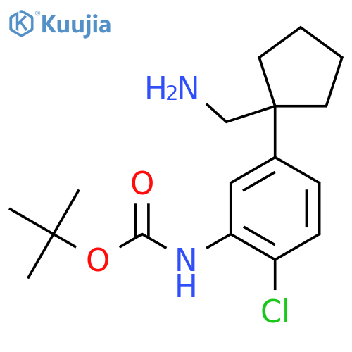 tert-butyl N-{5-1-(aminomethyl)cyclopentyl-2-chlorophenyl}carbamate structure