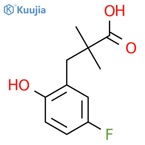 3-(5-fluoro-2-hydroxyphenyl)-2,2-dimethylpropanoic acid structure