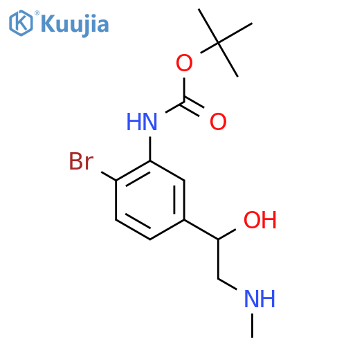 tert-butyl N-{2-bromo-5-1-hydroxy-2-(methylamino)ethylphenyl}carbamate structure
