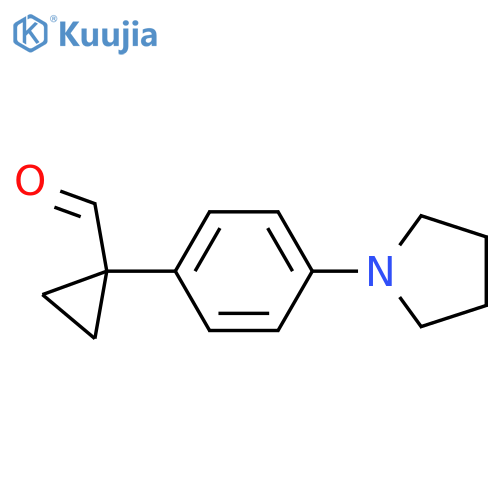 1-4-(pyrrolidin-1-yl)phenylcyclopropane-1-carbaldehyde structure