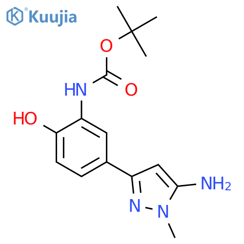 tert-butyl N-5-(5-amino-1-methyl-1H-pyrazol-3-yl)-2-hydroxyphenylcarbamate structure