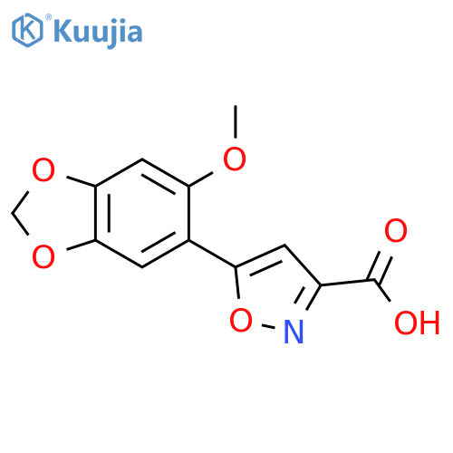 5-(6-methoxy-1,3-dioxaindan-5-yl)-1,2-oxazole-3-carboxylic acid structure