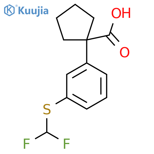 1-{3-(difluoromethyl)sulfanylphenyl}cyclopentane-1-carboxylic acid structure
