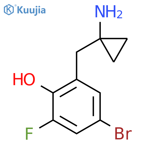 2-(1-aminocyclopropyl)methyl-4-bromo-6-fluorophenol structure