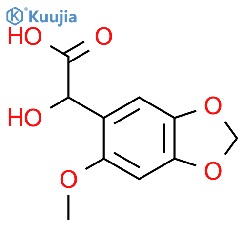 2-hydroxy-2-(6-methoxy-1,3-dioxaindan-5-yl)acetic acid structure