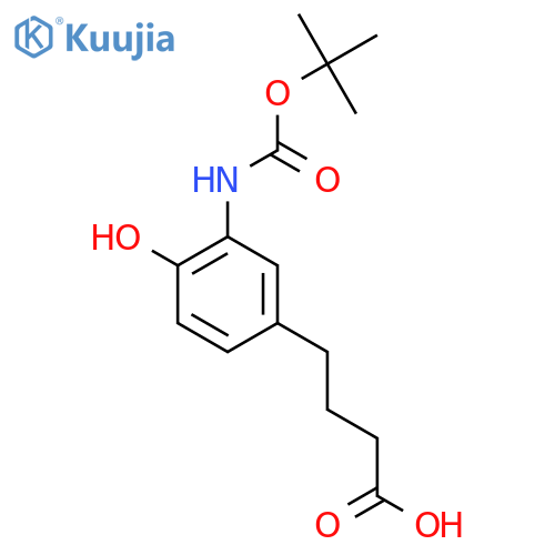 4-(3-{(tert-butoxy)carbonylamino}-4-hydroxyphenyl)butanoic acid structure