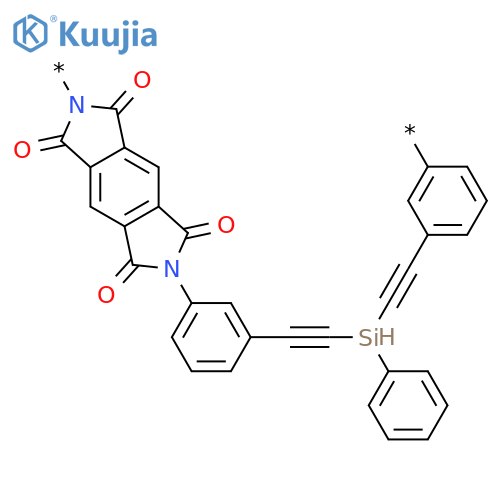 Poly[(5,7-dihydro-1,3,5,7-tetraoxobenzo[1,2-c:4,5-c']dipyrrole-2,6(1H,3H)-diyl)-1,3-phenylene-1,2-ethynediyl(phenylsilylene)-1,2-ethynediyl-1,3-phenylene] structure