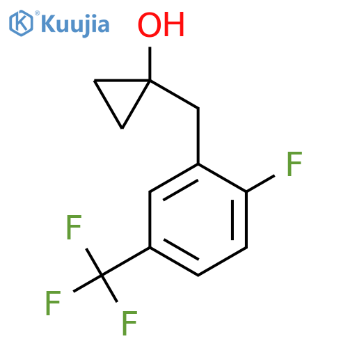 1-{2-fluoro-5-(trifluoromethyl)phenylmethyl}cyclopropan-1-ol structure
