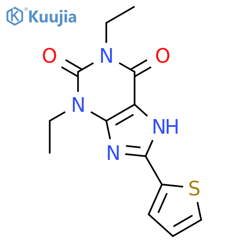 1H-PURINE-2,6-DIONE, 1,3-DIETHYL-3,7-DIHYDRO-8-(2-THIENYL)- structure