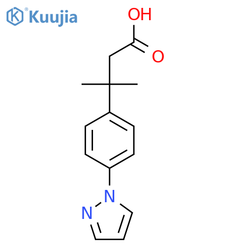 3-methyl-3-4-(1H-pyrazol-1-yl)phenylbutanoic acid structure