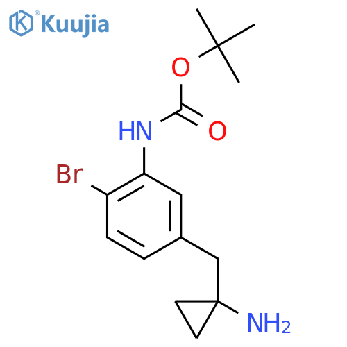tert-butyl N-{5-(1-aminocyclopropyl)methyl-2-bromophenyl}carbamate structure