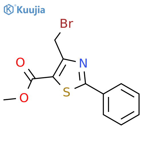 5-Thiazolecarboxylic acid, 4-(bromomethyl)-2-phenyl-, methyl ester structure