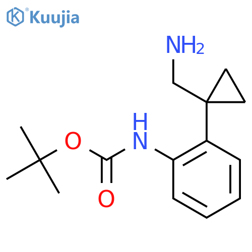 tert-butyl N-{2-1-(aminomethyl)cyclopropylphenyl}carbamate structure