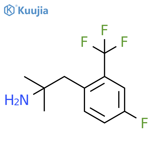 1-4-fluoro-2-(trifluoromethyl)phenyl-2-methylpropan-2-amine structure
