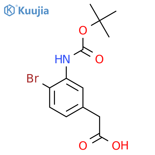 2-(4-bromo-3-{(tert-butoxy)carbonylamino}phenyl)acetic acid structure