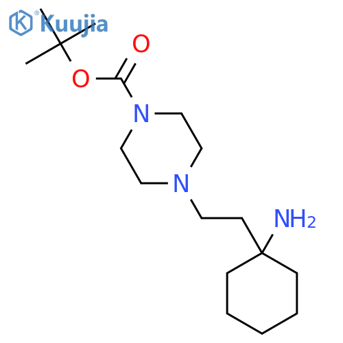 tert-butyl 4-2-(1-aminocyclohexyl)ethylpiperazine-1-carboxylate structure