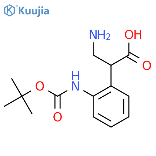 3-amino-2-(2-{(tert-butoxy)carbonylamino}phenyl)propanoic acid structure