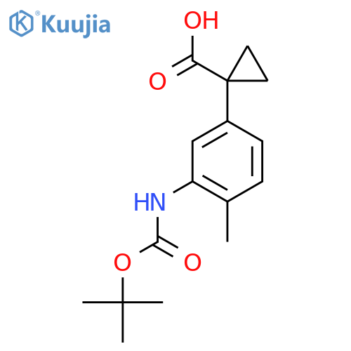 1-(3-{(tert-butoxy)carbonylamino}-4-methylphenyl)cyclopropane-1-carboxylic acid structure