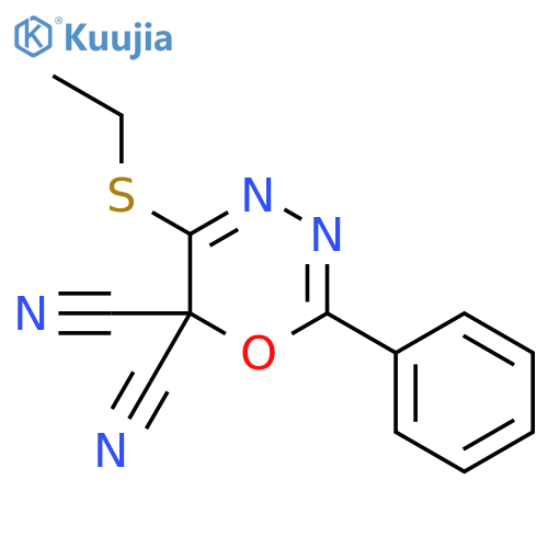6H-1,3,4-Oxadiazine-6,6-dicarbonitrile, 5-(ethylthio)-2-phenyl- structure