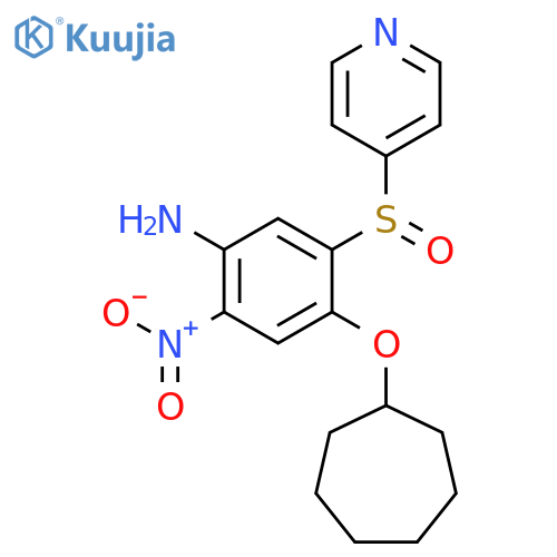 Benzenamine, 4-(cycloheptyloxy)-2-nitro-5-(4-pyridinylsulfinyl)- structure
