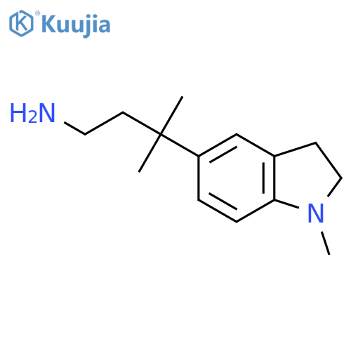 3-methyl-3-(1-methyl-2,3-dihydro-1H-indol-5-yl)butan-1-amine structure