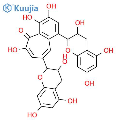 3,4,6-trihydroxy-1,8-bis-(3,5,7-trihydroxy-chroman-2-yl)-benzocyclohepten-5-one structure