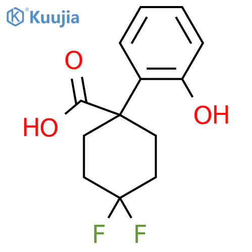 4,4-difluoro-1-(2-hydroxyphenyl)cyclohexane-1-carboxylic acid structure