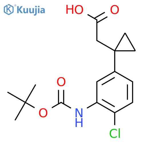 2-1-(3-{(tert-butoxy)carbonylamino}-4-chlorophenyl)cyclopropylacetic acid structure