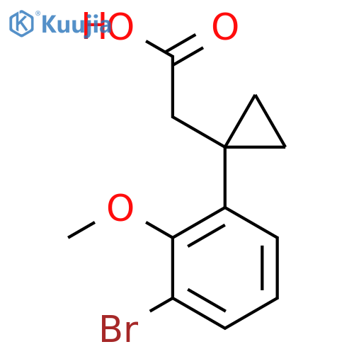 2-1-(3-bromo-2-methoxyphenyl)cyclopropylacetic acid structure