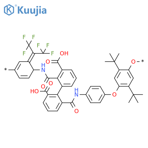 Poly[oxy[2,5-bis(1,1-dimethylethyl)-1,4-phenylene]oxy-1,4-phenyleneiminocarbonyl(carboxyphenylene)[2,2,2-trifluoro-1-(trifluoromethyl)ethylidene](carboxyphenylene)carbonylimino-1,4-phenylene] structure