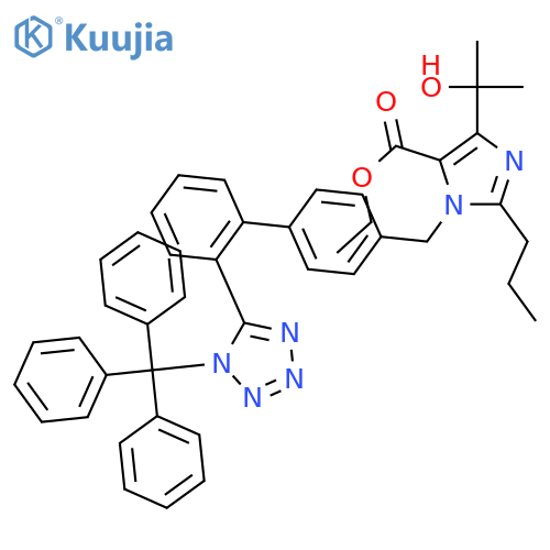 4-(1-Hydroxy-1-methylethyl)-2-propyl-1-2'-(triphenylmethyl)-1H(or 2H)-tetrazol-5-yl1,1'-biphenyl-4-ylmethylethyl Ester 1H-Imidazole-5-carboxylic Acid, structure